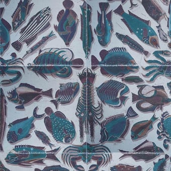 Carta da parati murale Poissons du Mangi Gris Coloré Quinsaï