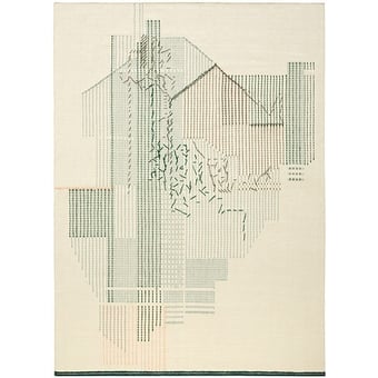 Backstich Composition Green Rug 200x300 cm Gan Rugs