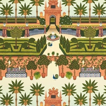 Alcazar Gardens Wallpaper Terracotta Cole and Son