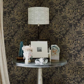 Pagoda Wallpaper Grey Coordonné