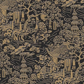 Pagoda Wallpaper Grey Coordonné