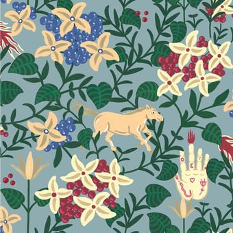 Neo-flowery Wallpaper White Coordonné