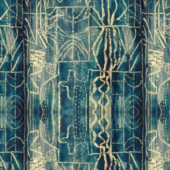 Bamileke Fabric Blue/Taupe Mindthegap