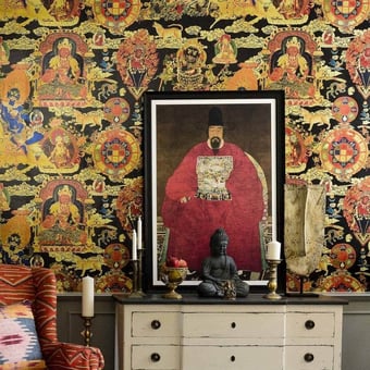 Tibetan Tapestry Panel Ochre Mindthegap