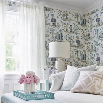 Papel pintado Royale Toile Blue Thibaut