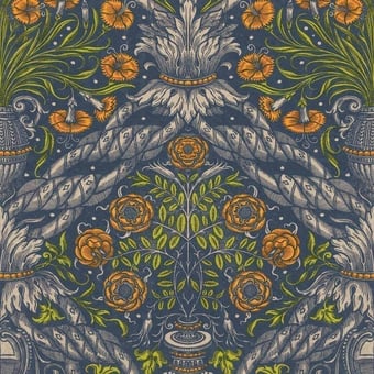 Floral Ornament Panel Indigo Mindthegap