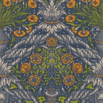 Panoramatapete Floral Ornament Indigo Mindthegap