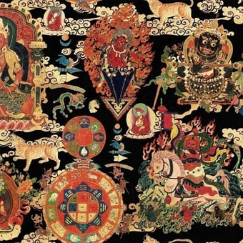 Tibetan Tapestry Panel Ochre Mindthegap