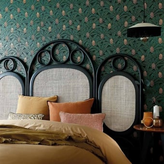 Papel pintado Palmeta Noir/Doré Casamance