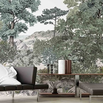 Papel pintado mural panorámico Forêt de Bretagne Naturel 150x330 cm - 3 listones - lado izquierdo Isidore Leroy
