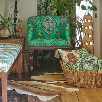 Caspian Linen Fabric Gold Clarke and Clarke