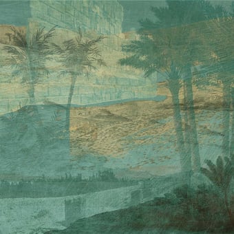 Carta da parati murale Aux portes de l'Atlas Bleu vert Quinsaï