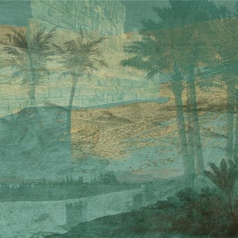 Papel pintado mural panorámico Aux portes de l'Atlas Bleu vert Quinsaï