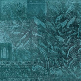 Carta da parati murale Zarabia Bleu turquoise Quinsaï