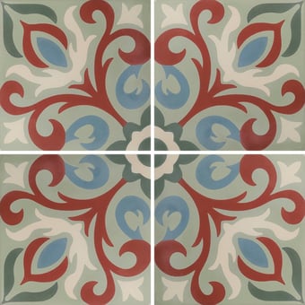 Piastrella di cemento Arabesque Fleuri Multicolor Carodeco