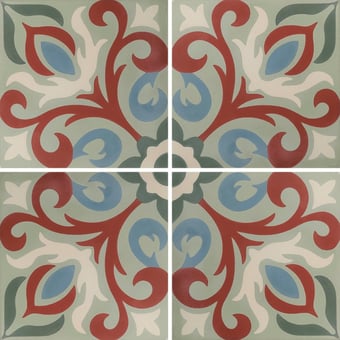 Zementfliese Arabesque Fleuri Multicolor Carodeco