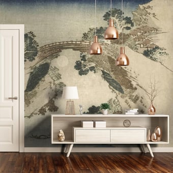 Papel pintado mural panorámico Paysage Chinois Bleu Etoffe.com x Agence Musées Nationaux