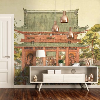 Papel pintado mural panorámico Temple Kinryusan Paysage Etoffe.com x Agence Musées Nationaux