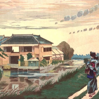 Papel pintado mural panorámico Crépuscule Paysage Etoffe.com x Agence Musées Nationaux