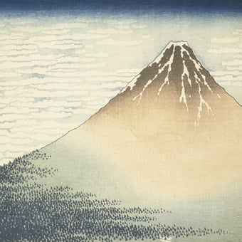 Papel pintado mural panorámico Matin Clair Mont Fuji Etoffe.com x Agence Musées Nationaux