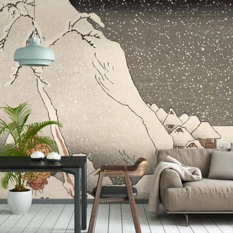 Papel pintado mural panorámico Paysage Enneigé Hiver Etoffe.com x Agence Musées Nationaux