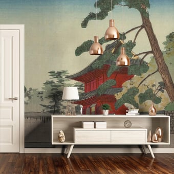 Papel pintado mural panorámico Zojoji Nicchu Paysage Etoffe.com x Agence Musées Nationaux