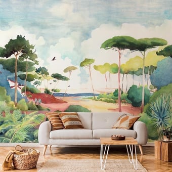 Papel pintado mural panorámico Forêt 150x330 cm - 3 listones - lado izquierdo Isidore Leroy