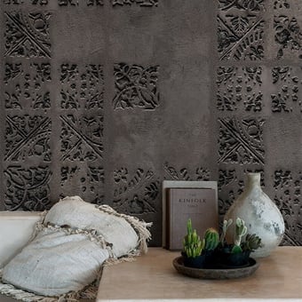 Imprinting Wallpaper Black/Grey Wall&decò