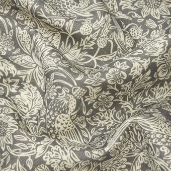 Strawberry Meadowfield Emberton Linen Fabric Pewter Liberty