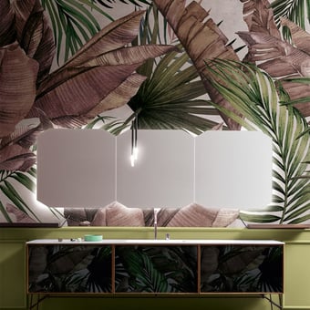 Panoramatapete Lost in the Jungle Tropical Inkiostro Bianco