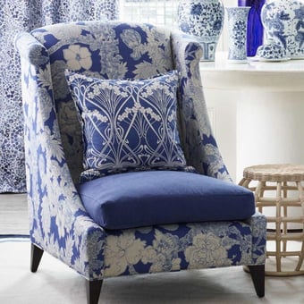 Ianthe Bloom Stencil Fabric Pewter Liberty