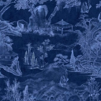 Asian Scenery Panel Indigo Mindthegap