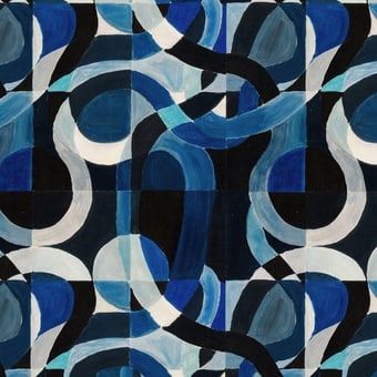 Labyrinthine Panel Indigo/White Mindthegap