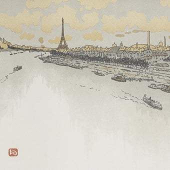 Papel pintado mural panorámico Point du Jour Aurore Etoffe.com x Agence Musées Nationaux