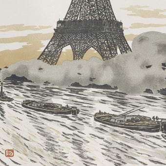 Carta da parati murale Les Péniches Sépia Etoffe.com x Agence Musées Nationaux
