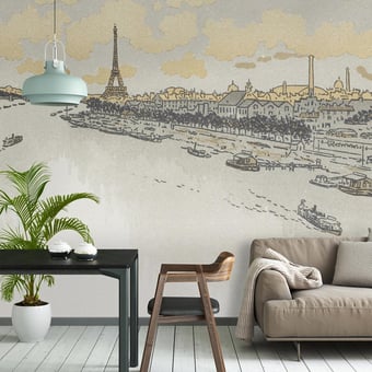 Papel pintado mural panorámico Point du Jour Aurore Etoffe.com x Agence Musées Nationaux