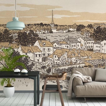 Papel pintado mural panorámico Gare du Bas Meudon Sépia Etoffe.com x Agence Musées Nationaux