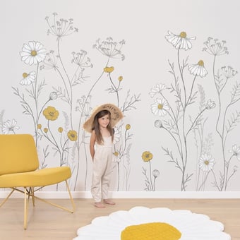 Papel pintado mural panorámico A travers Champs Jaune Lilipinso