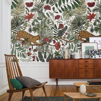 Papel pintado mural panorámico Pashu Blanc Casamance