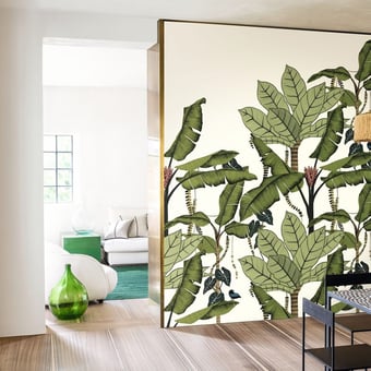 Papel pintado mural panorámico Jangala Blanc/Vert Mousse Casamance