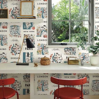 Papel pintado adhésif City Maps Blue/Red Rifle Paper Co.