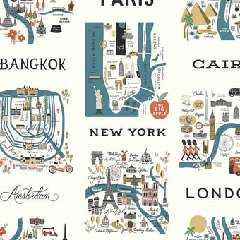 Papel pintado adhésif City Maps Blue/Red Rifle Paper Co.