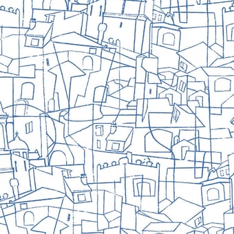 Cubist Cityscape adhesive wallpaper White/Black York Wallcoverings