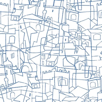 Papel pintado adhésif Cubist Cityscape White/Black York Wallcoverings