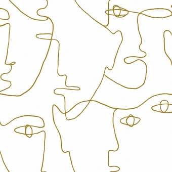 Papel pintado adhésif Pablo Portraits White/Gold York Wallcoverings