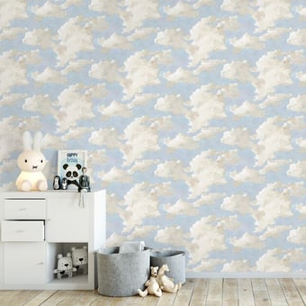 Papel pintado adhésif Clouds on Canvas Blue York Wallcoverings
