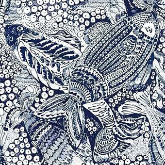 Samt Poisson d’Avril Fabric Outremer Lalie Design