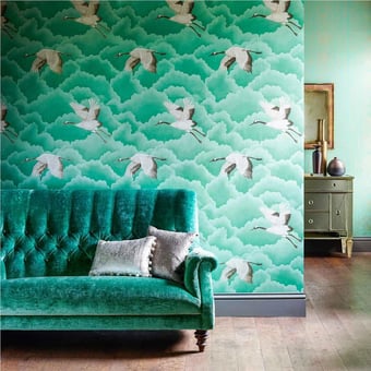 Papel pintado Cranes in flight Platinum Harlequin