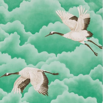 Carta da parati Cranes in flight Platinum Harlequin