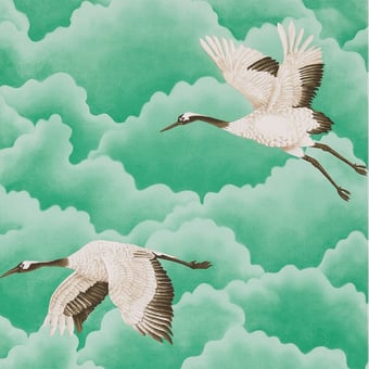 Papel pintado Cranes in flight Platinum Harlequin